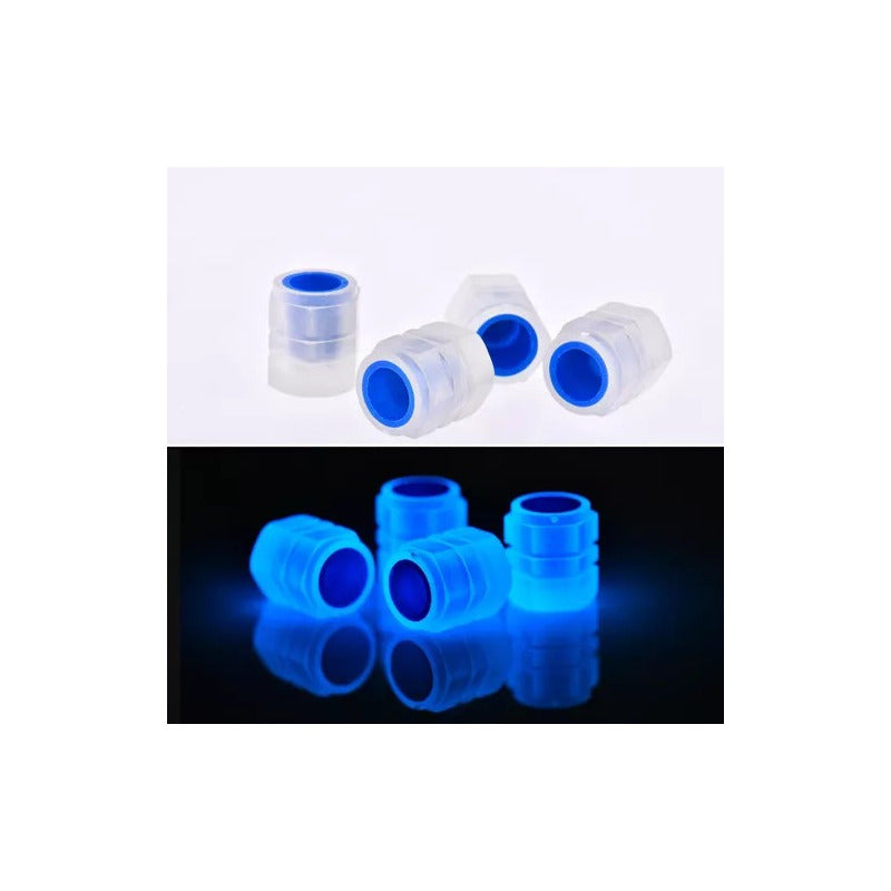 JUEGO TAPA VÁLVULA AIRE LLANTA NEUMÁTICO FLOURESCENTE AZUL