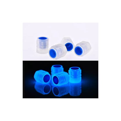 JUEGO TAPA VÁLVULA AIRE LLANTA NEUMÁTICO FLOURESCENTE AZUL