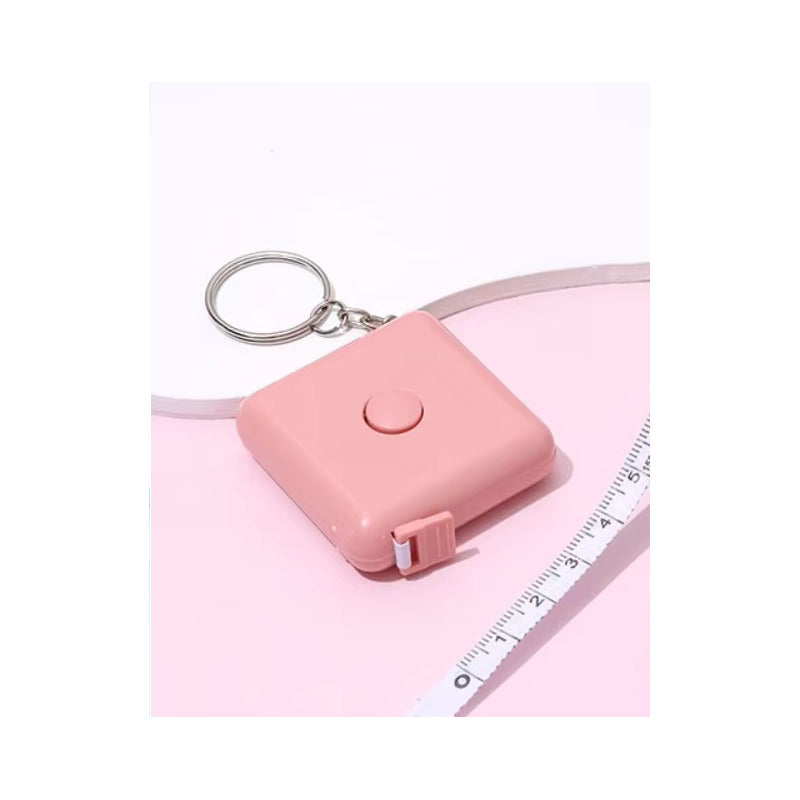 CINTA MÉTRICA CORPORAL RETRÁCTIL ROSA LLAVERO BOLSO CARTERA