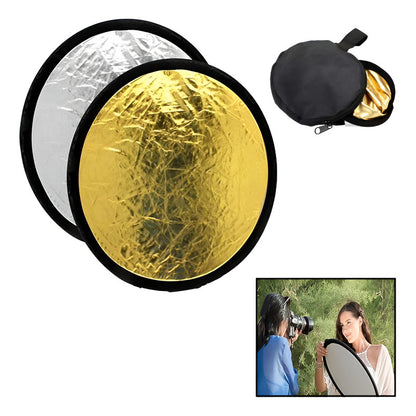 REFLECTOR PLEGABLE FOTOGRAFÍA 12 PULGADAS DORADO Y PLATEADO DORADO Y PLATEADO