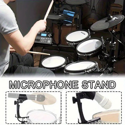 BASE SOPORTE MICRÓFONO BATERÍA ANILLO ARO REDOBLANTE TOM NEGRO