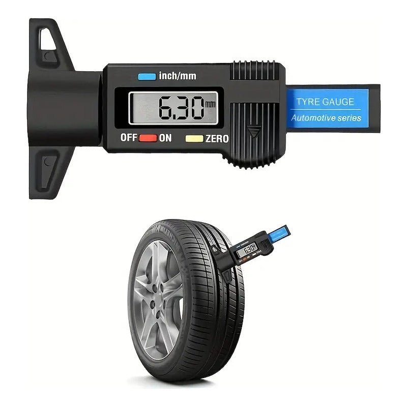 MEDIDOR DIGITAL LCD PROFUNDIDAD NEUMÁTICOS LLANTAS VEHICULO NEGRO
