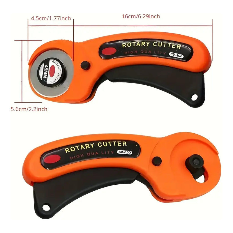 CORTADOR ROTATIVO 45MM SASTRERÍA COSTURA TELA ROPA BRICOLAJE NARANJA N/A