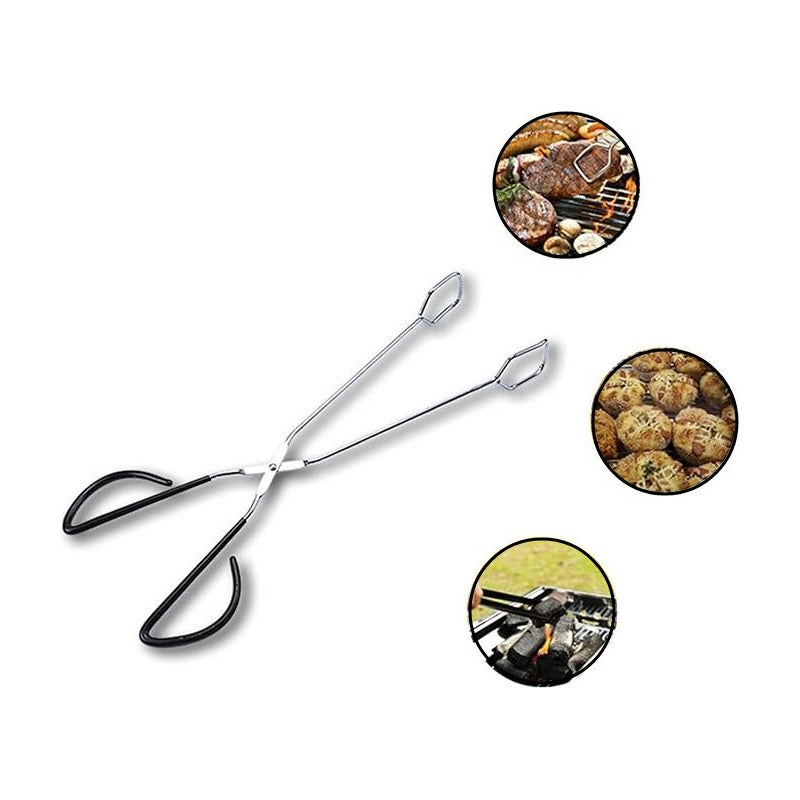 PINZAS EXTRALARGAS BBQ CARBON ACERO INOXIDABLE 30CMS PLATEADO