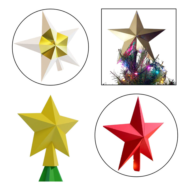 ESTRELLA ARBOL NAVIDAD PAPERCRAFT TOPPER ADORNO ECO PDF DIY AMARILLO