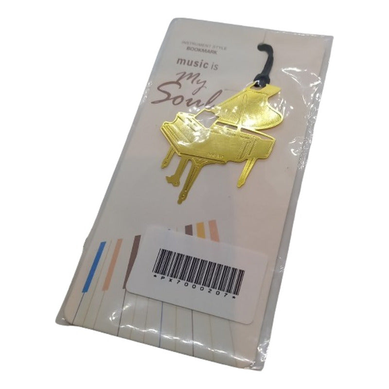 MARCA PÁGINAS PIANO MÚSICA LIBRO REVISTA AGENDA NOTAS PAPEL DORADO PIANO
