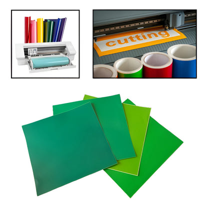 4X VINILO 12  X 12 GAMA VERDES MATE ADHESIVO CAMEO MULTICOLOR MATE