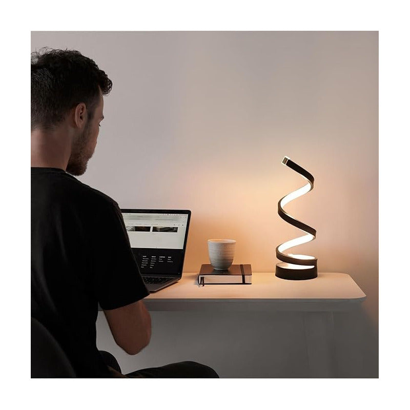 LAMPARA USB ESPIRAL ESCRITORIO MESA NOCHE ESTUDIO MODERNA NEGRO BLANCO 5V