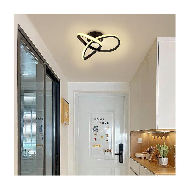 LAMPARA TECHO LUZ LED TIPO TREBOL 25W MARCO NEGRO SALA 110/220V NEGRO