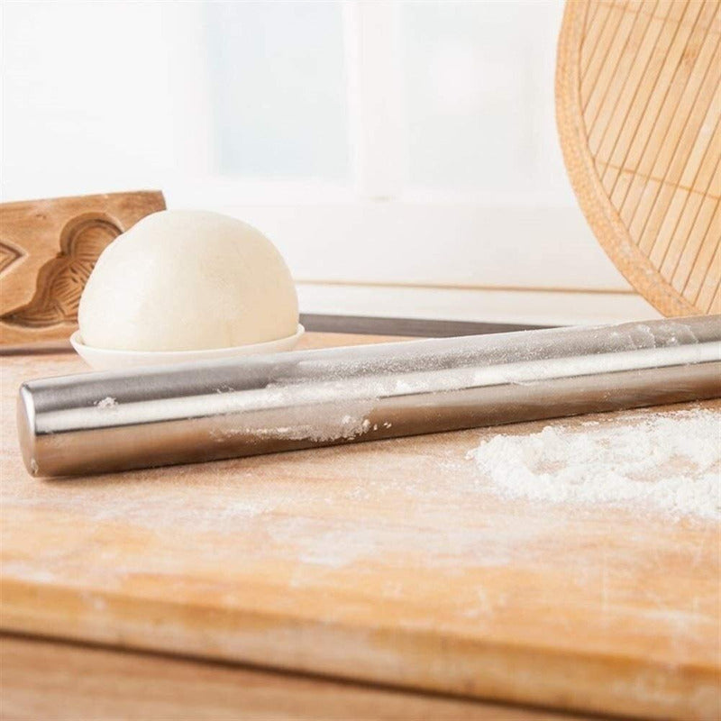 RODILLO ACERO INOXIDABLE 30CMS LIGERO PASTELERÍA PANADERÍA PLATEADO