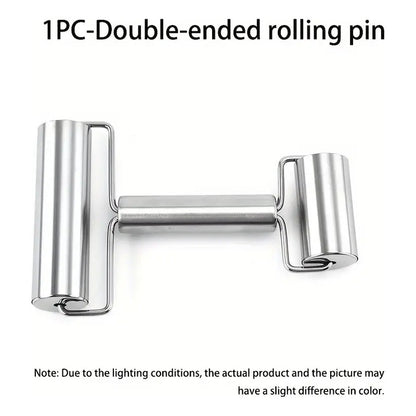 RODILLO DOBLE ACERO INOXIDABLE PASTELERÍA PANADERÍA COCINA PLATEADO