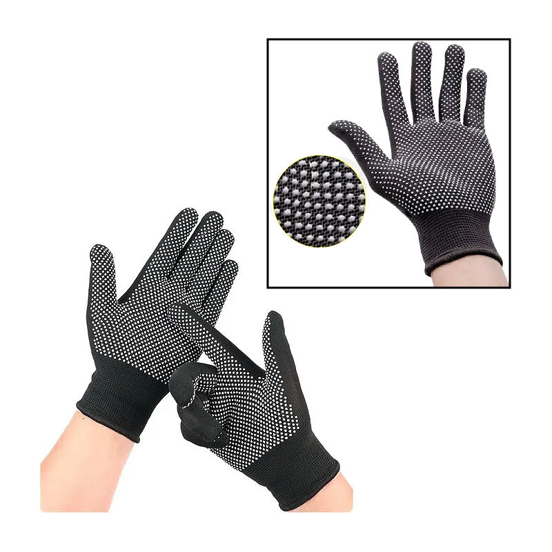 GUANTES NYLON PUNTOS PVC ANTIDESLIZANTES NEGROS TRABAJO NEGRO
