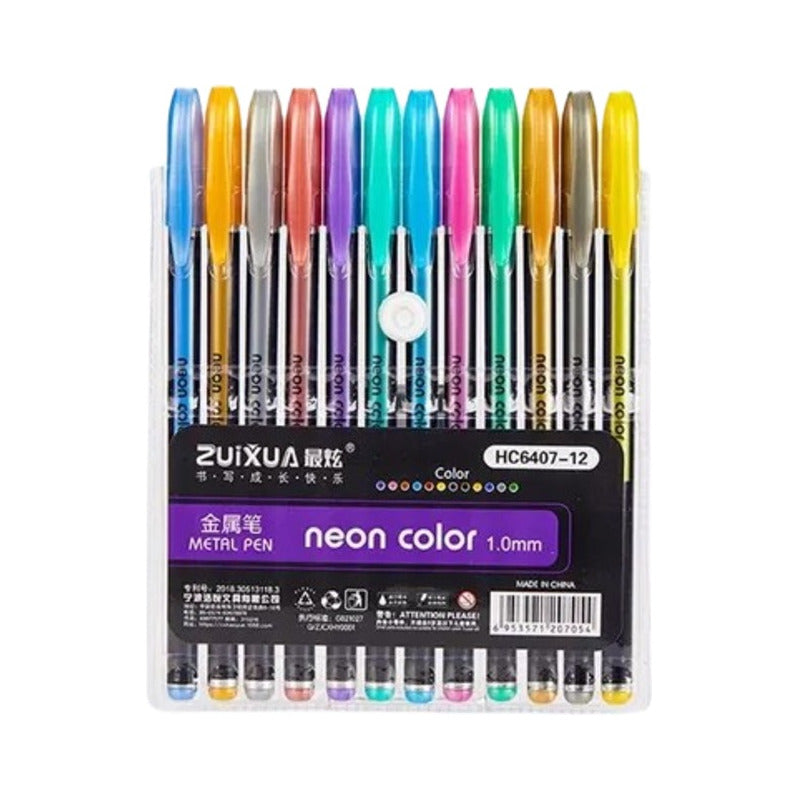 12X ESFERO RESALTADOR METALICO ARTISTICO PURPURINA HC6407-12