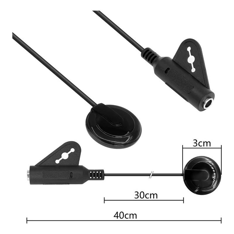 MICRÓFONO CONTACTO PASTILLA AUDIO GUITARRA ACÚSTICA JACK 1/4 NEGRO