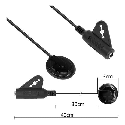 MICRÓFONO CONTACTO PASTILLA AUDIO GUITARRA ACÚSTICA JACK 1/4 NEGRO