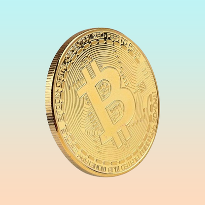 MONEDA BITCOIN COLECCIONABLE DORADA METÁLICA CRIPTO LUJO