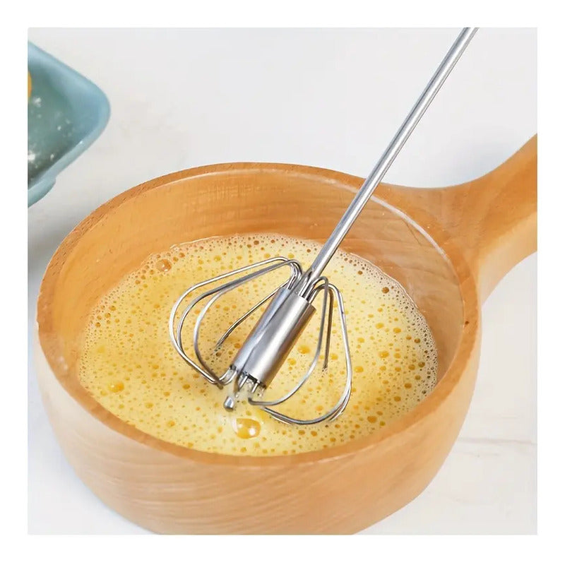 BATIDOR MOLINILLO ACERO INOXIDABLE PUSH AUTOMÁTICO MANUAL PLATEADO