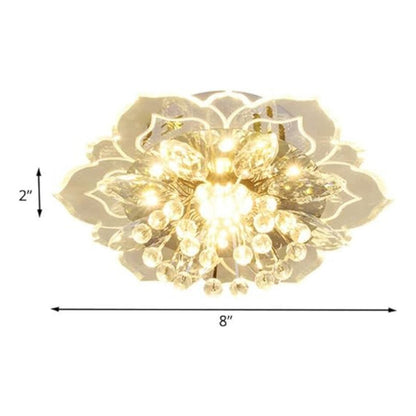 LAMPARA TECHO CRISTAL FLOR LOTO PETALOS LED 110V TRANSPARENTE