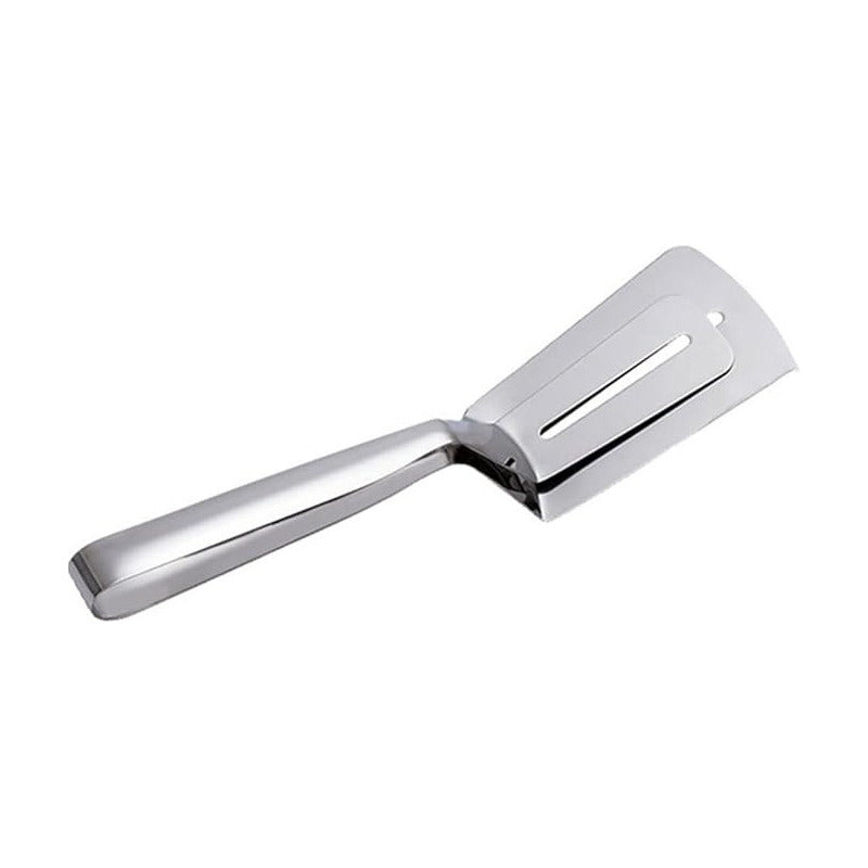 ESPÁTULA DOBLE PINZA COCINA CARNE BISTEC ACERO INOXIDABLE PLATEADO