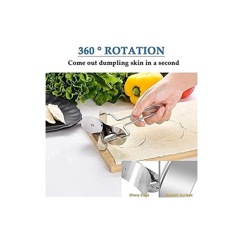 RODILLO CORTADOR EMPANADAS ACERO INOXIDABLE REPOSTERÍA COCIN PLATEADO