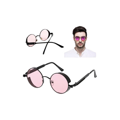 GAFAS SOL POLICARBONATO UV REDONDAS ROSA STEAMPUNK FASHION REDONDO ROSA CLARO NEGRO NEGRO