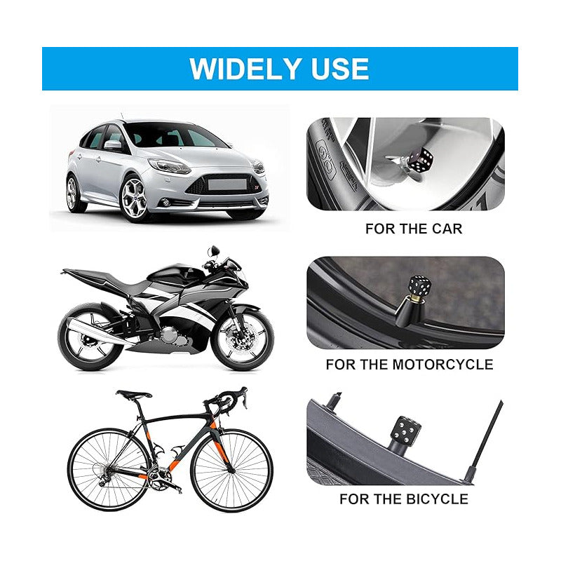 JUEGO TAPA VÁLVULA AIRE NEUMÁTICO LLANTA DADOS ALUMINIO