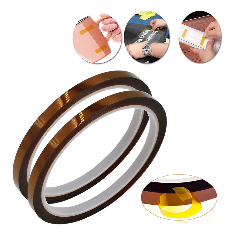 2X CINTA TÉRMICA 8MM 10MTS 50° 260°C SUBLIMACIÓN ELECTRÓNICA NARANJA CLARO