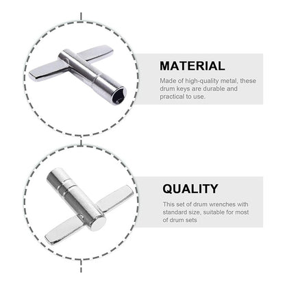 LLAVE AFINACIÓN UNIVERSAL BATERÍA ACÚSTICA REDOBLANTE CAJA PLATEADO