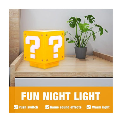LAMPARA CUBO MARIO BROS LED USB SONIDO NIÑOS AMARILLO AMARILLO 5V