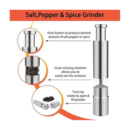 MOLEDOR TRITURADOR DISPENSADOR PIMIENTA ACERO INOXIDABLE PLATEADO