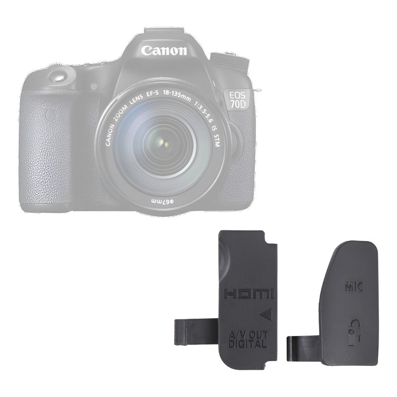 CUBIERTA TAPA COBERTOR GOMA CAUCHO CONEXIONES CANON 70D NEGRO