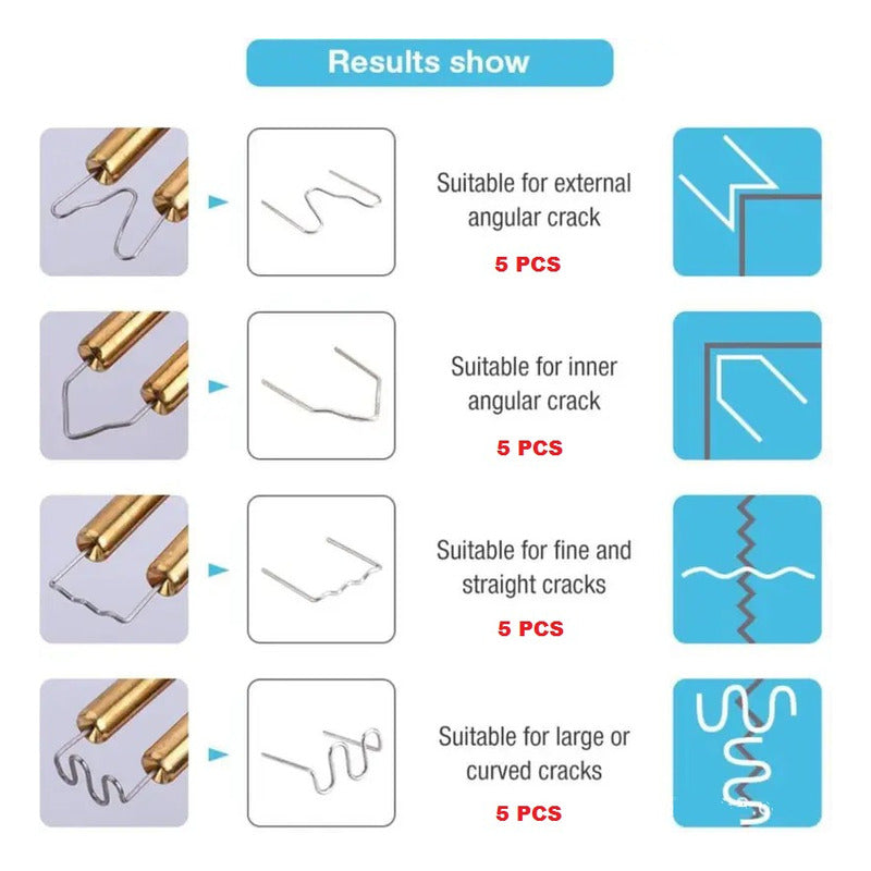 20X GRAPAS SOLDAR PLÁSTICO REPARACIÓN RESTAURACIÓN PLATEADO 110V