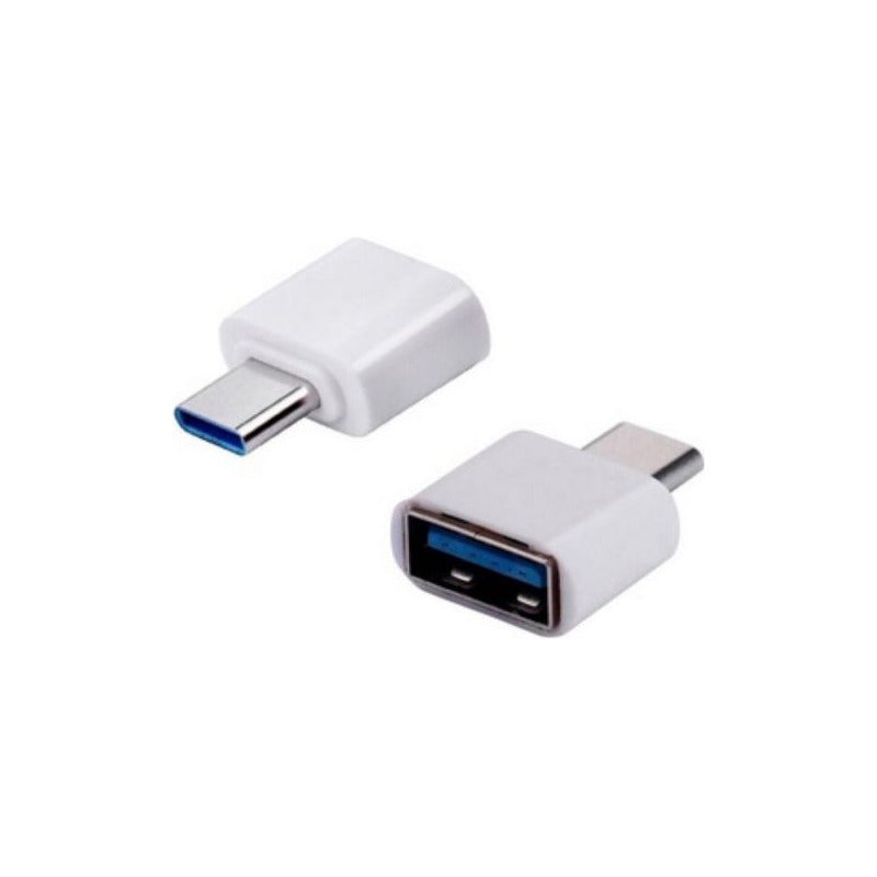 ADAPTADOR CONVERTIDOR USB HEMBRA TIPO C MACHO OTG 3.0 BLANCO BLANCO
