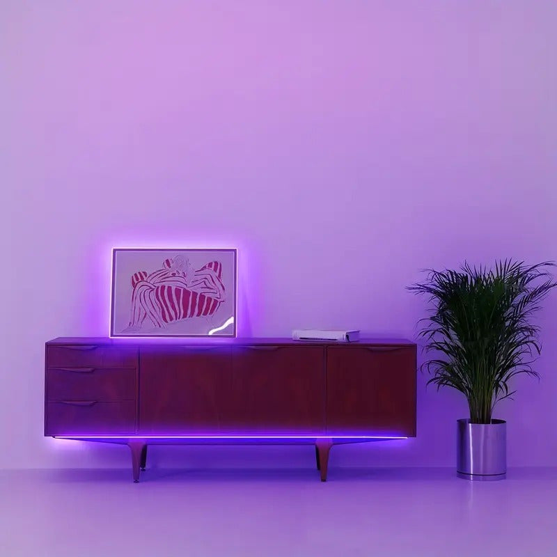 LUZ LED FLEXIBLE ADHESIVA 5MTS PÚRPURA AZUL USB SWITCH ON PÚRPURA 5V