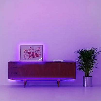 LUZ LED FLEXIBLE ADHESIVA 5MTS PÚRPURA AZUL USB SWITCH ON PÚRPURA 5V