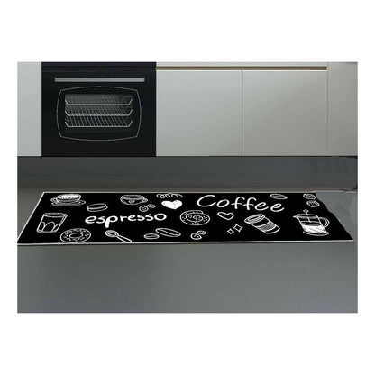 TAPETE COCINA CAFETERIA RESTAURANTE ESPRESSO COFFEE 120X40CM 1.2 M 40 CM MODERNO NEGRO