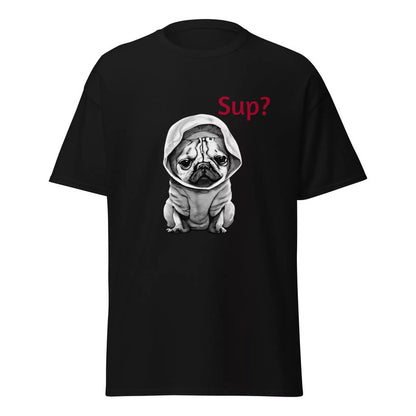 CAMISETA UNISEX NEGRA PUG SUP? IMPORTADA NEGRO PUG HODDIE - SUP L LISA