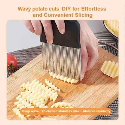 CORTADOR PAPAS RIZADAS VERDURAS FRUTAS ACERO INÓXIDABLE NEGRO