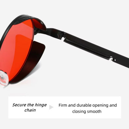 GAFAS SOL POLICARBONATO UV REDONDAS STEAMPUNK FASHION ROJO REDONDO ROJO NEGRO NEGRO