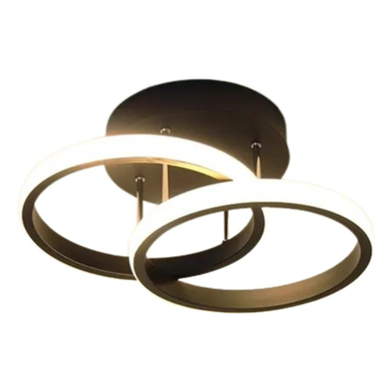 LAMPARA TECHO LUZ LED TIPO DOBLE ARO 25W MARCO NEGRO SALA 110/220V NEGRO