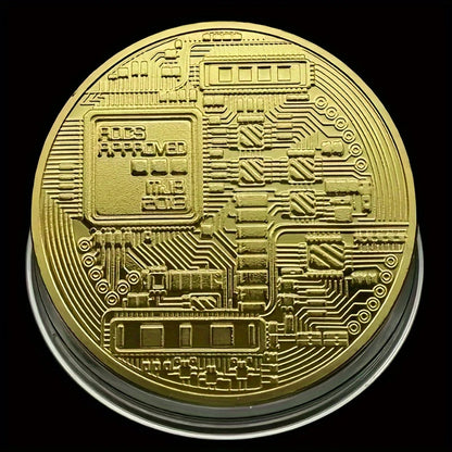 MONEDA BITCOIN COLECCIONABLE DORADA METÁLICA CRIPTO LUJO