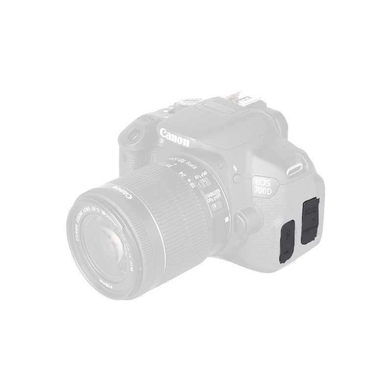 TAPA COBERTOR GOMA CAUCHO CONEXIONES CANON 650D 700D NEGRO