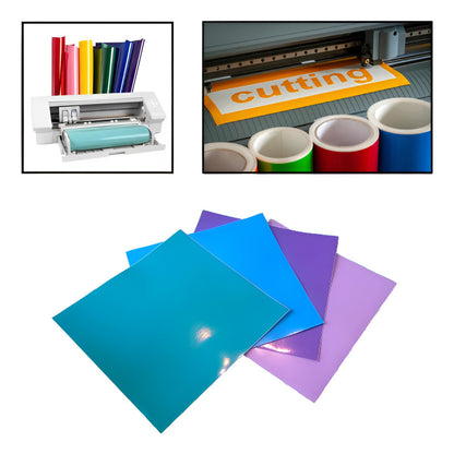 4X VINILO 12  X 12 GAMA FRIOS MORADO AZUL BRILLANTE CAMEO MULTICOLOR