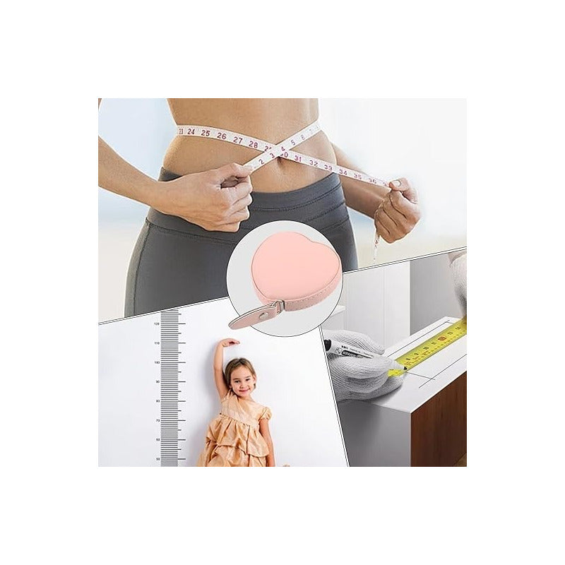 METRO CORPORAL PORTATIL BOLSO CORAZÓN CUERO ROSADO NEGRO