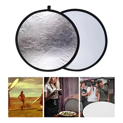 REFLECTOR PLEGABLE FOTOGRAFÍA 24 PULGADAS BLANCO Y PLATEADO BLANCO Y PLATEADO