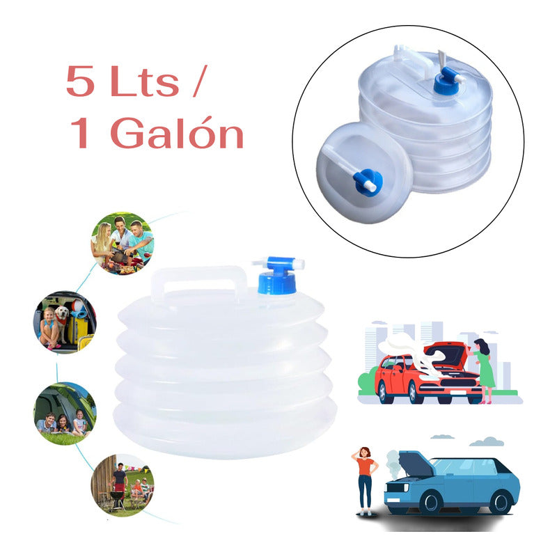 CONTENEDOR PLEGABLE AGUA CAMPING PASEO PESCA GASOLINA 5 LTS