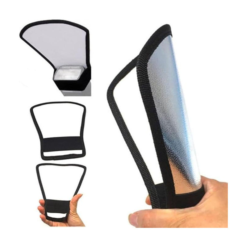 DIFUSOR FLASH DOBLE FAZ PLATEADO BLANCO CANON NIKON SONY