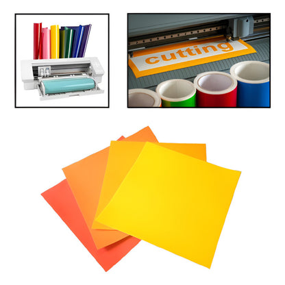 4X VINILO 12  X 12 GAMA CÁLIDOS FUEGO MATE ADHESIVO CAMEO MULTICOLOR MATE