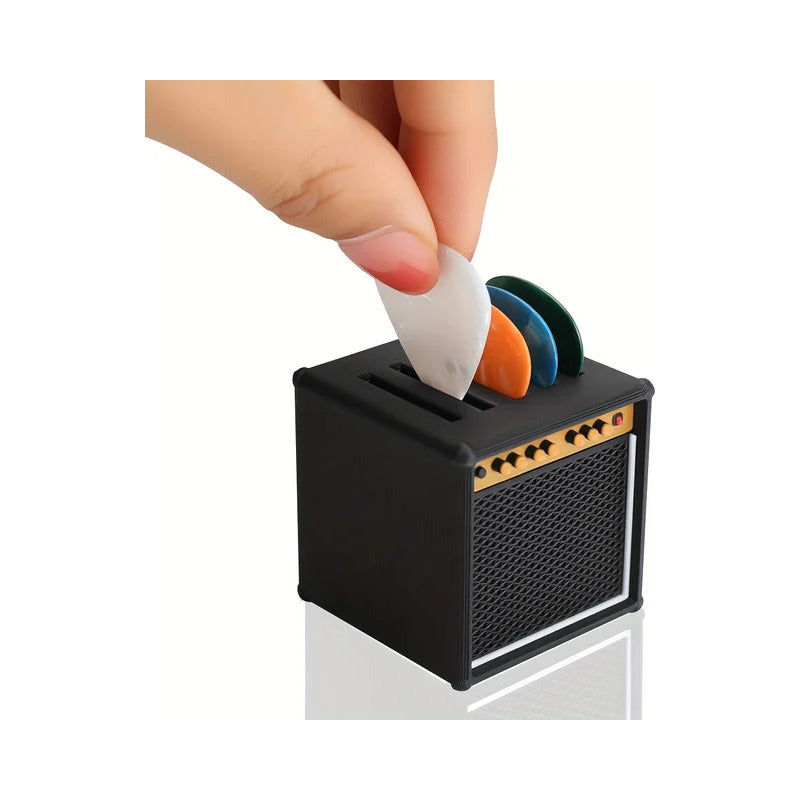 PORTA PUAS PICKS GUITARRA TIPO AMPLIFICADOR SPEAKER NEGRO SMALL
