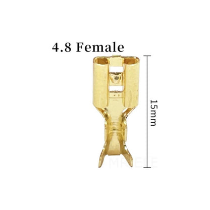 10X CONECTOR ENCRIMPADO 4.8 HEMBRA 15MM CONEXION ELECTRICO COBRE